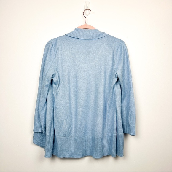 Laura Petites Long Sleeve Light Blue Sweater with Silver Sparkle and Rhinestones - Picture 9 of 9